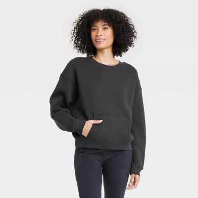 Women's Quilted Crew Sweatshirt - All In Motion Black M • $10.49