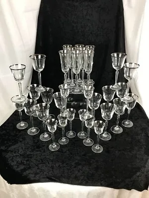 Mikasa Platinum Rim Lead Crystal Stemware Set Briarcliffe Service For Twelve • $700