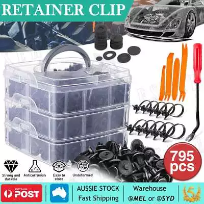 795PCS Car Body Trim Clips Retainer Bumper Auto Panel Push Plastic Fastener Kit • $18.75