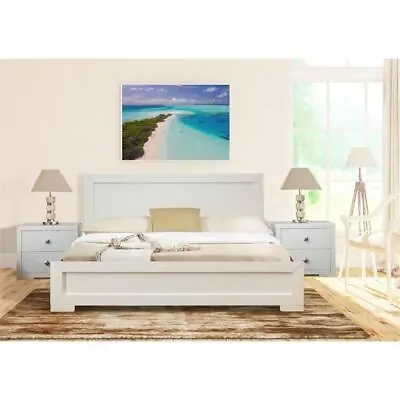 Camden Isle King Trent Wooden Platform Bed In White Finish With Full Slat System • $463.99