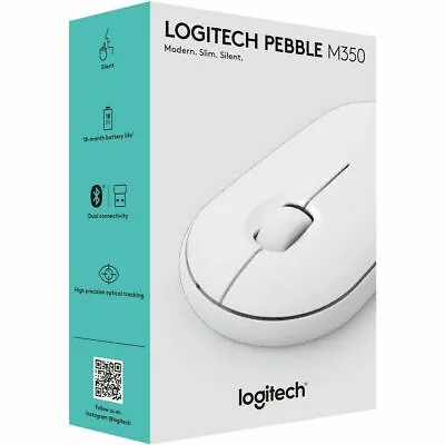 $35 • Buy Logitech Pebble M350 Wireless Optical Mouse Black / White / Pink