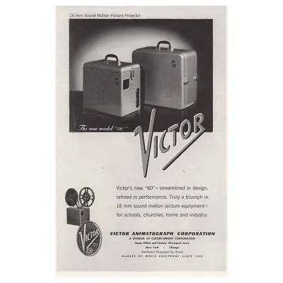 1947 Victor 16mm Sound Motion Picture Projector Vintage Print Ad • $6.75