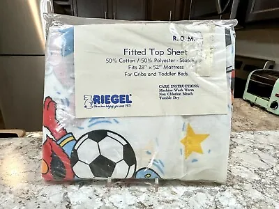 Vintage Riegel Sesame Street Soccer Elmo Fitted Sheet For Crib Toddle Bed New • $32.97