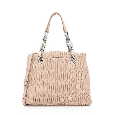 Miu Miu Matelasse Nappa Leather Crystal Tote • $780