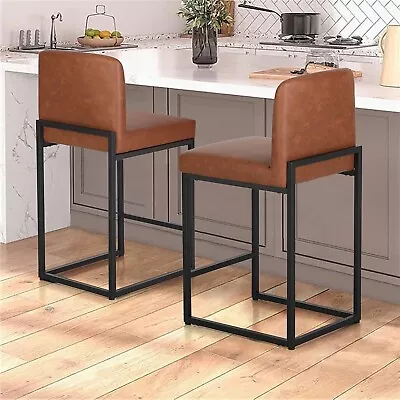 Counter Height Bar Stools Set Of 2 Modern PU Leather Kitchen Island Dining Chair • $148.99