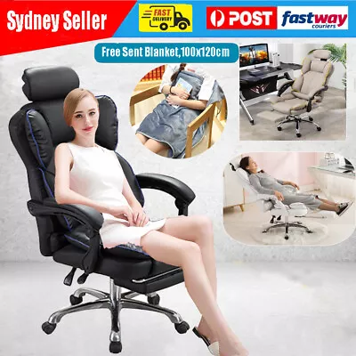 Executive Office Chair Ergonomic Reclining PU Leather Computer Seat W/Footrest  • $89.99