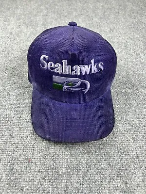 Vintage Seattle Seahawks Hat Snapback Cap Corduroy Blue Embroidered NFL Football • $29.01