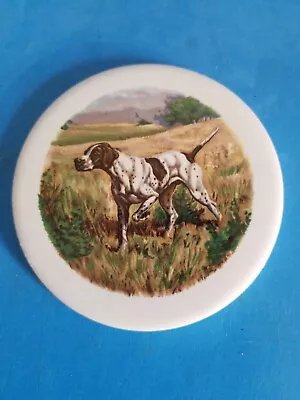 Vintage H&r Johnson 3 1/2   Dog In Hunt Collectible Round Tile.free Shipping.*c2 • $16.19