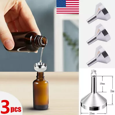 3Pcs Stainless Steel MIni Funnel For Perfume Diffuser Bottle Liquid Oil Flask_US • $2.56