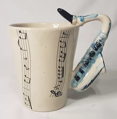 Vintage Saxaphone Handle Musical Notes Coffee Tea Mug Cup 10oz • $11.99