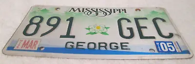 VINTAGE US MISSISSIPPI LICENSE PLATE With EXPIRED 2005 STICKER 891 GEC MORE HERE • $12