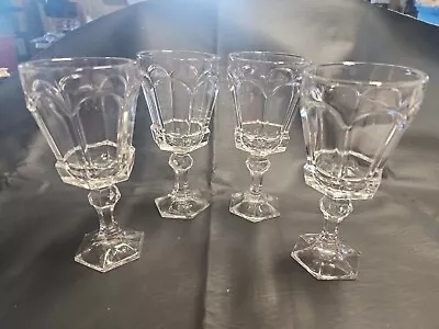 Set Of 4 Vintage Fostoria Virginia Clear Claret Wine Glasses Excellent Condition • $19.99