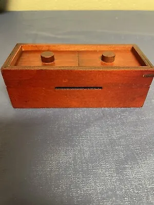 Wooden Puzzle Money Box Red Finish Wood  Excellent • $12