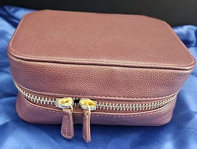 Trish McEvoy Burgundy Vegan Leather 7” Makeup Planner Cosmetics GOLD RINGS Case • $5