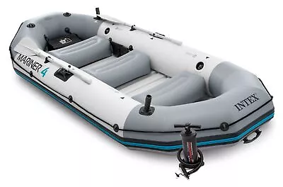 Intex Mariner 4 Person Inflatable Boat Set With Aluminum Oars And Pump • $388.99