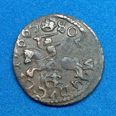 Poland Lithuania Solidus Szelag 1665 Copper Coin.  №102 • $12