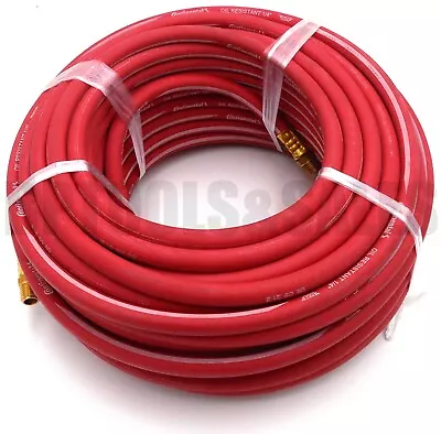 100' X 1/4  ID Continental Red Rubber Hose Air Tool Compressor 1/4  NPT Made USA • $69.90