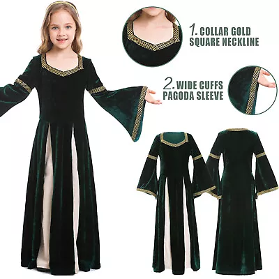 Retro Medieval Girls Clothing Musical Stage Costumes Bell Sleeved Long Skirt • $41.89