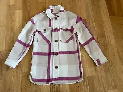 H&M Girls Purple Checked Shacket : Age 7-8 Years • £13.30