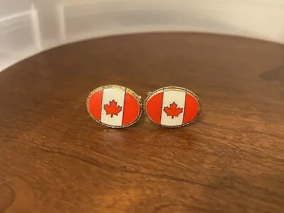 VINTAGE CANADA FLAG CUFFLINKS Canadian Maple Leaf • $9