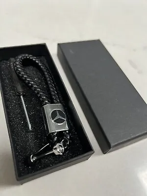 MERCEDES BENZ Luxury Leather Keyring Keychain Fob Gift Box UK New!! • $10.04