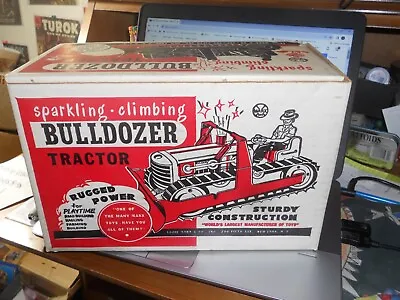 Rare Nos Marx Usa Windup Tin Litho Mechanical Bulldozer Tractor Excellent & Box • $269