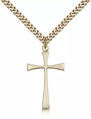 Gold Filled Cross Necklace For Men On 24 Chain - 30 Day Money Back Guarantee • $107.25