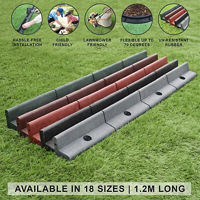 Flexible Lawn Edging Garden Border Grass Path Edge Pathways Rubber 1.2m Lengths • £129.99