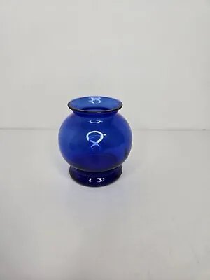 Vintage Small Cobalt Blue Glass Bud Vase Bulb Shaped • $12.95