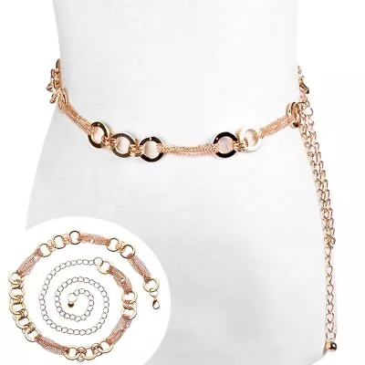 Lady Waist Body Chain Belt Alloy Buckle Metal Belt Waistband Dress Accessory • £4.87