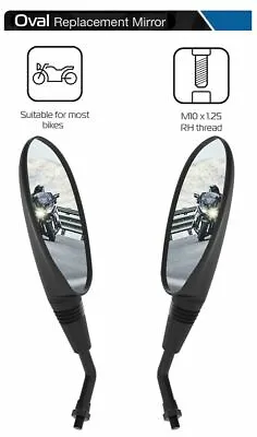 KAWASAKI ZZR1400 Oxford Oval Motorcycle Rearview Mirror Glass Pair 10mm • £28.49