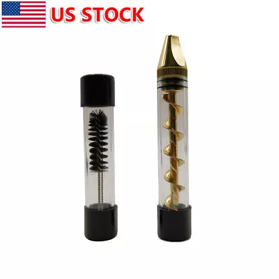 Upgrade Smoking Pipe Mini Twisty Glass Blunt Tube Metal Tip + Cleaning Brush Us • $10.99