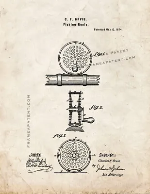 Fishing Reel Patent Print Old Look • $29.95