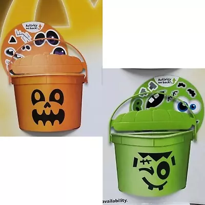 2023 McDONALD'S Halloween Bucket Pail- Set Of Two Pails-green/orange-New- • $14.99