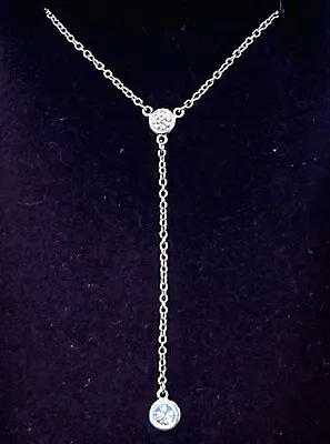 Tiffany & Co. Elsa Peretti Platinum Diamonds By The Yard Y Drop Necklace WithBox • $1250