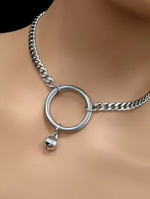 O Ring Day Collar W/ Bell * 100% Stainless Steel * BDSM Kink Ddlg • $35