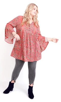$15 • Buy Aveology By City Chic Womens Plus Size Maria Lace Trim Tunic Top - Rose