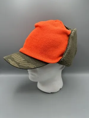 Gander Mountain Camo Hat With Ear Flaps Removable Orange Beanie Hunting Winter • $11.45