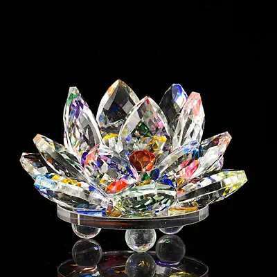 £8.99 • Buy Colourful Crystal Glass Lotus Flower Candle Tea Light Holder Candlestick Decor