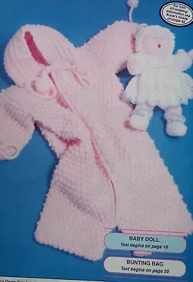 Bunting Bag And Baby Doll (#246-40); 2 Vintage Crochet  Patterns • $2.25