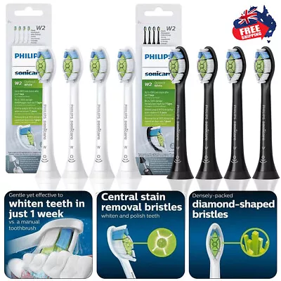 4 Pack White Or Black Philips HX6064 Sonicare W2 Optimal White Toothbrush Heads • $15.99