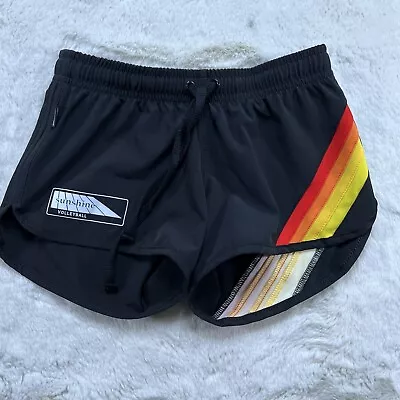 Sunshine Volleyball Club Shorts Black Youth Size M - Black / Red Orange / Yellow • $14.88