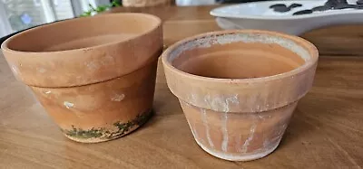 Vtg Natural Mineralized Low Terracotta Planters Pots 2 • $29.99