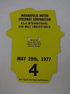 $19.99 • Buy 1977 Indianapolis 500 Back Up Card # 4 For Pit Badge Credential IndyCar Indy500
