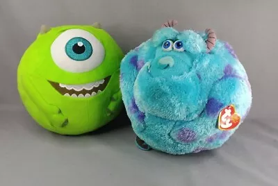 Monsters Inc Sully & Mike Round 8  Soft Toy Ty Beanie Ballz DreamWorks Pixar  • £4