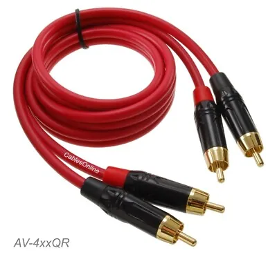 Two-RCA Male/Male Gold-Plated Ultra-Flexible Red Premium Audio Cable • $14.95