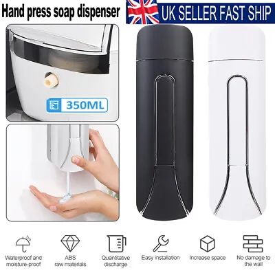 350ML Soap Dispenser Wall Mounted Liquid Bathroom Hand Soap Shower Gel Shampoo • £6.89