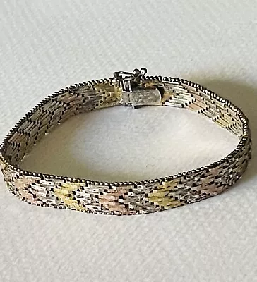 🌼Vtg Sterling Silver 925 Milor Italy Vermeil Tri-Color Gold Bracelet • $12.50