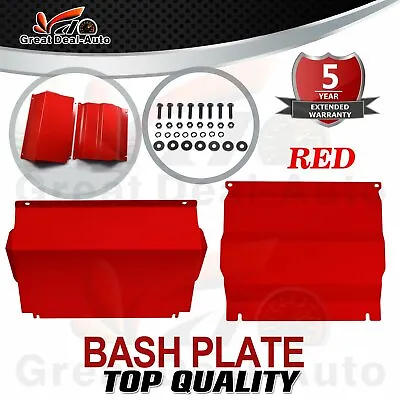 $124 • Buy For Mitsubishi Triton MQ MR 2015-ON 2piece 3mm Red Steel Bash Plate Upgrade Set