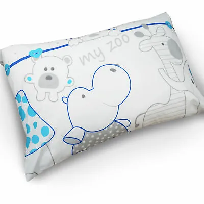 Baby Pillow Case With Zipper Closure 60x40cm Cotton Anti-allergenic Zoo Blue • £7.99